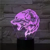 Cool Wolf 3D Birthday Gift Illusion Night Light Multi-color Changing Touch Switch Table Lamp With USB Powered