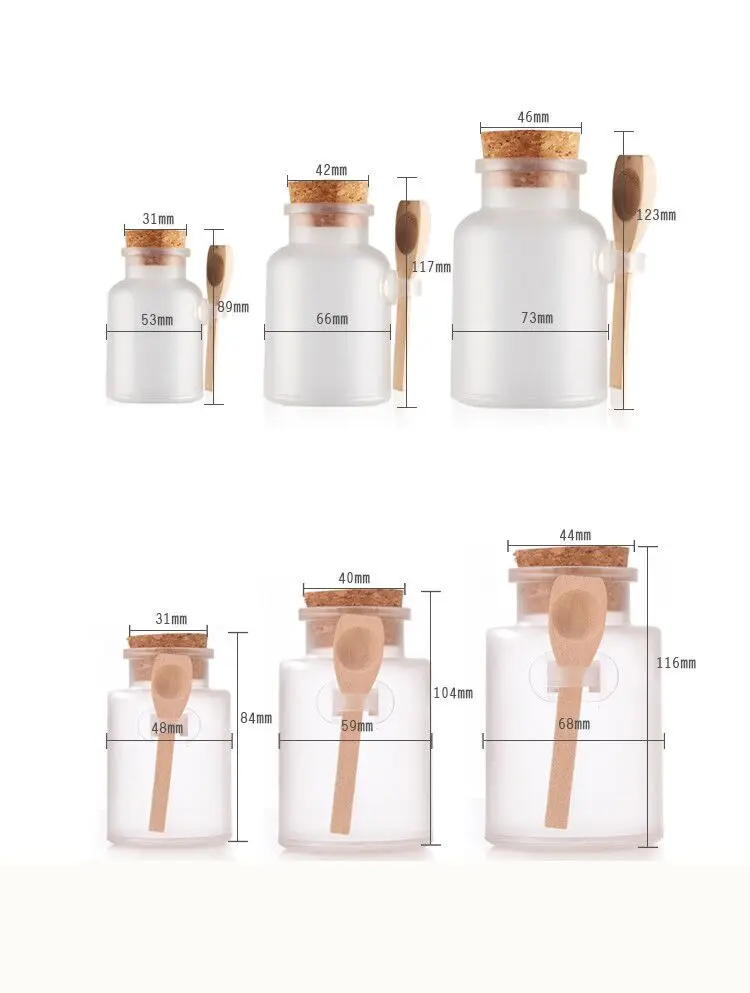 Empty 100g 200g 300ml 500ml Matte Plastic Square Bath Salt Bottle With