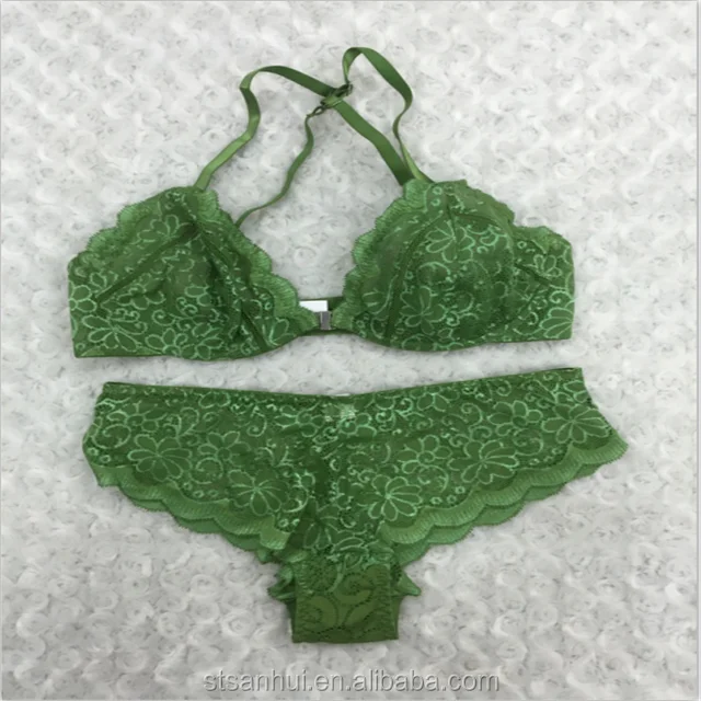 green bra and panty set