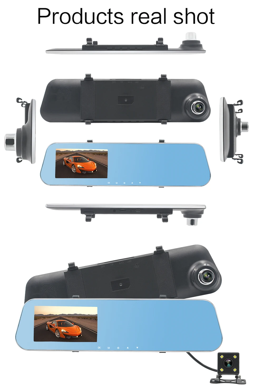 9075 Double lens 1080P Starlight Night Vision Car Camera