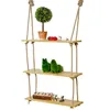 3 Tier Jute Rope Rustic Organizer Whiskey Displays Storage Rack Hanging Magic Corner Shelf