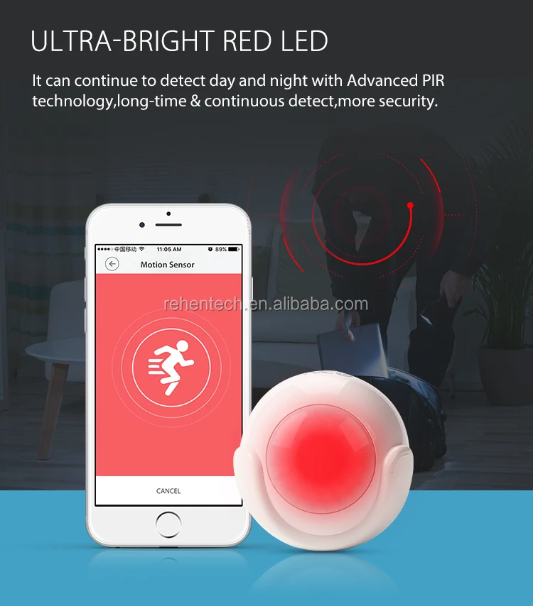Rehent tuya smart home battery powered wifi moving detector sensor
