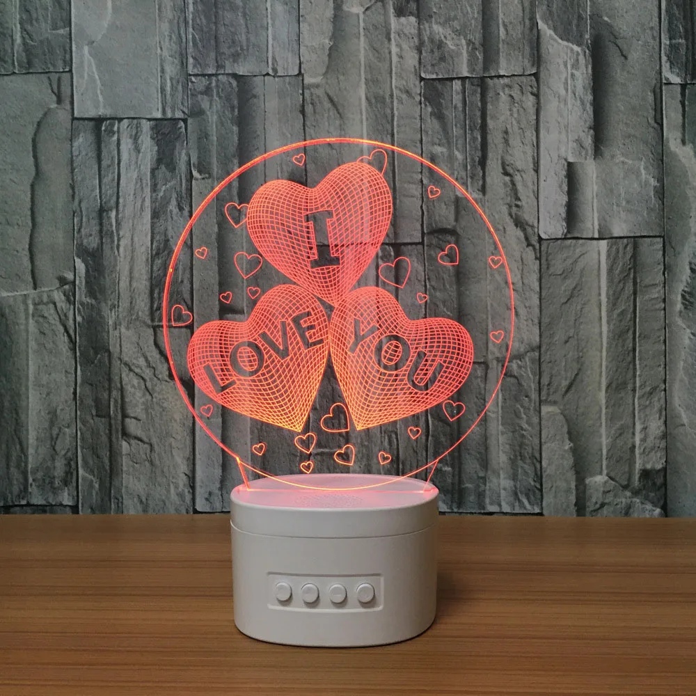 Zogift  romantic gift color changing love heart lamps 3D led night light