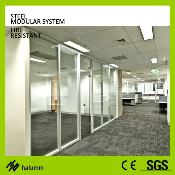 Double Modular Demountable Tempered Clear Glass Office Partition For