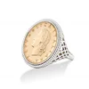 925 Sterling Silver Genuine Italian 20 Lira Coin Rope Ring for Women
