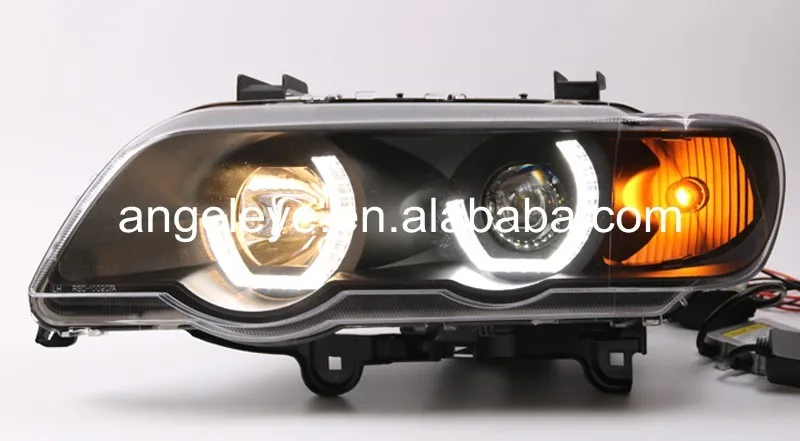 For Bmw X5 E53 Led Head Lights Led Angel Eyes 1998-2003 Year Black ...
