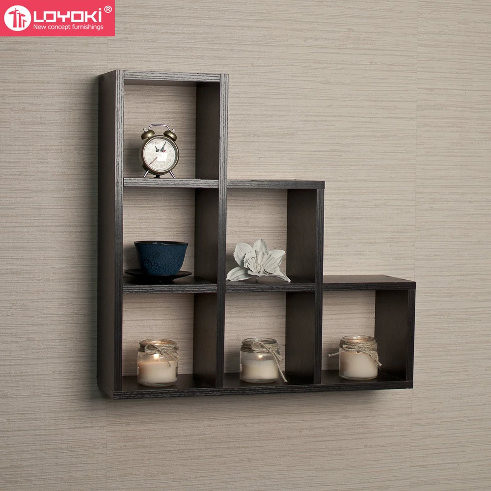 Wooden Wall Mounted Floating 6 Cube Shelving Storage Display Shelf