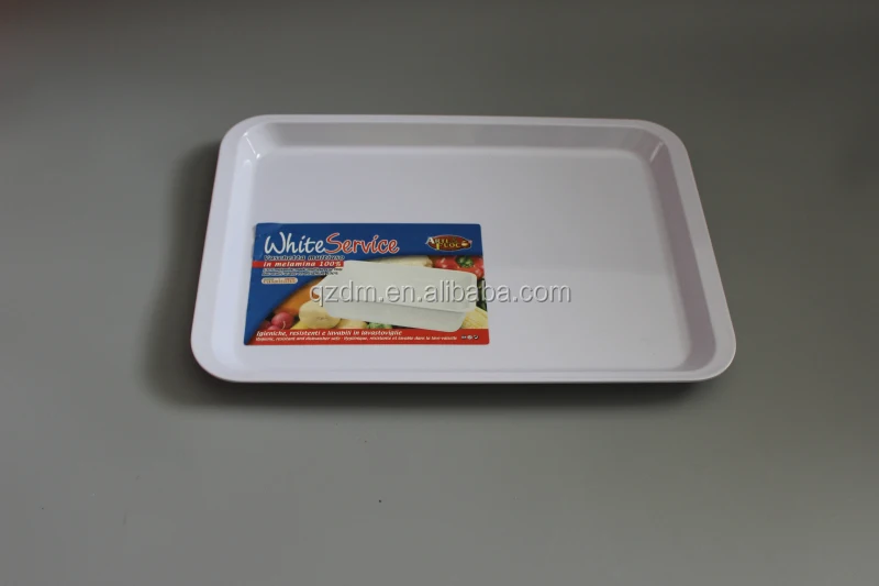 Square Melamine White Trays Of 4PCS