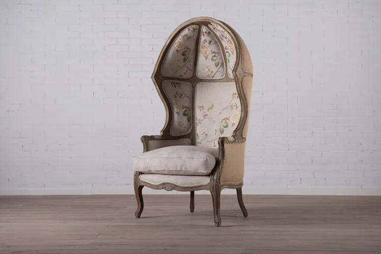 Egypt Style Egg Shape Carved Hampton Style Accent Chair Swivel, Solid