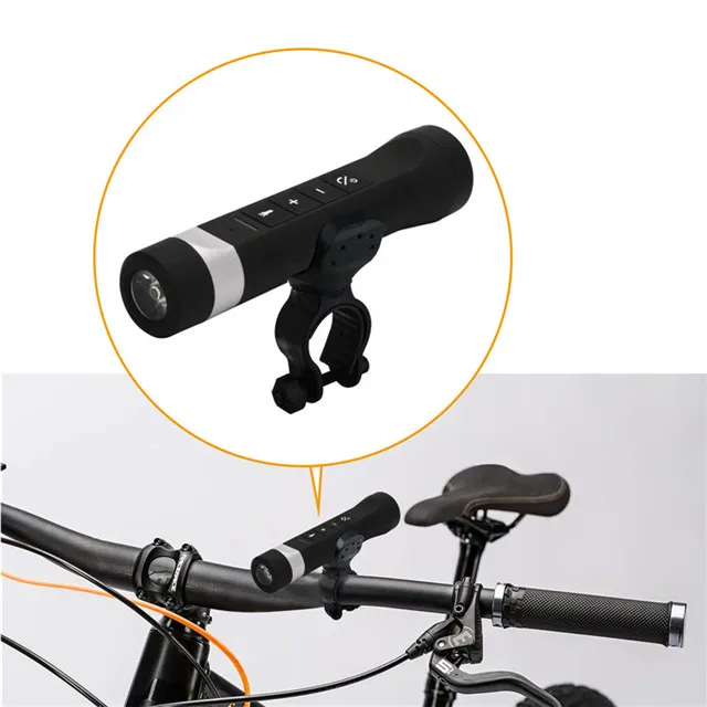 LED Flashlight + Blue tooth Bicycle Speaker + 2000mah Power Bank Function+ Cycling Bike Light with Holder