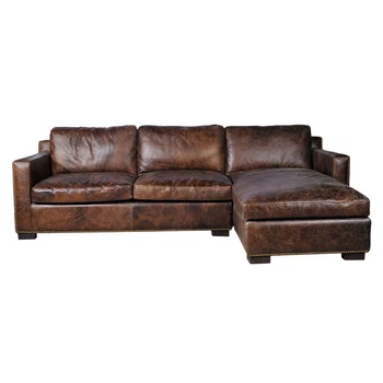 Rustic Sectional Corner Leather Sofa With Right Arm Chaise Rustic Sectional Corner Leather Sofa