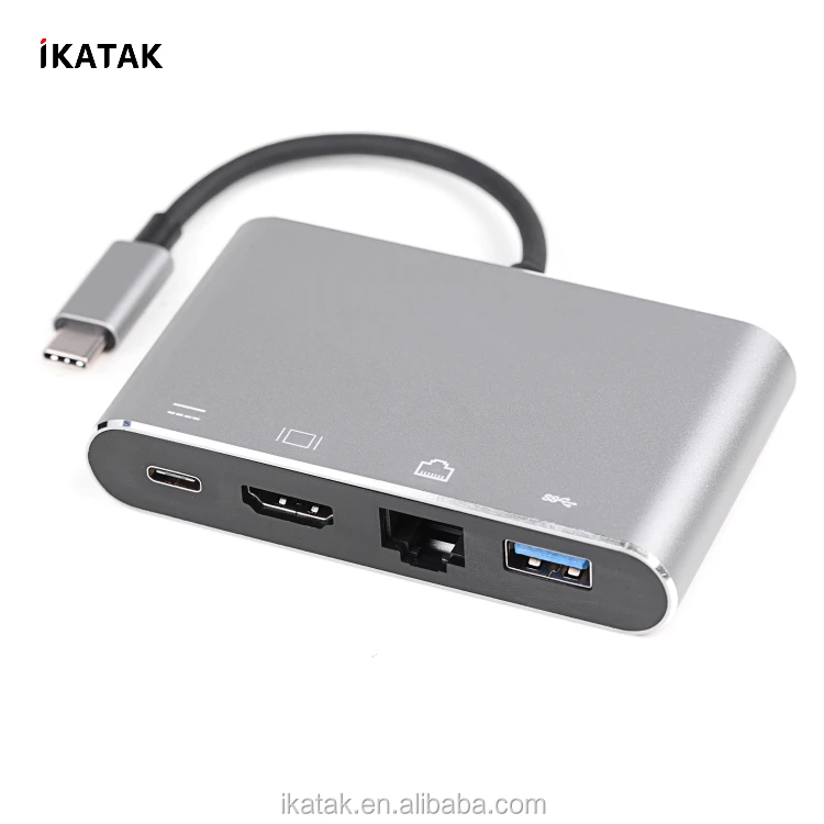 4 in 1 Highly Speed 4K HDMI 1000M RJ45 Ethernet PD Type USB C to USB 3.0 Adapter