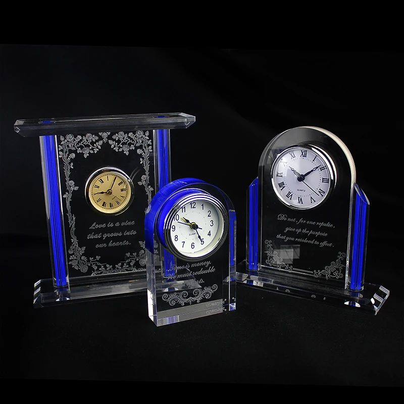Creative Office Desk Gifts Acrylic Block Clock,Acrylic Award Clocks And
