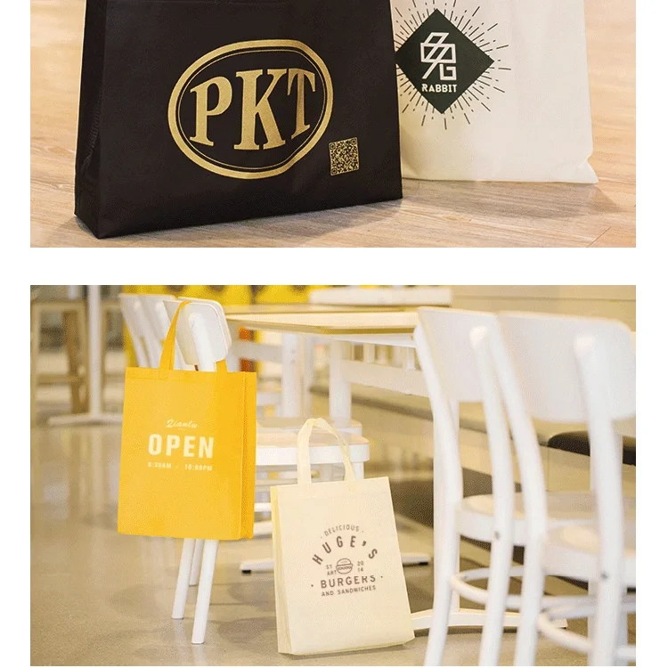 Customized Logo Printed Tote Bag Foldable Reusable Shopping Folding Non Woven Bag With Handle