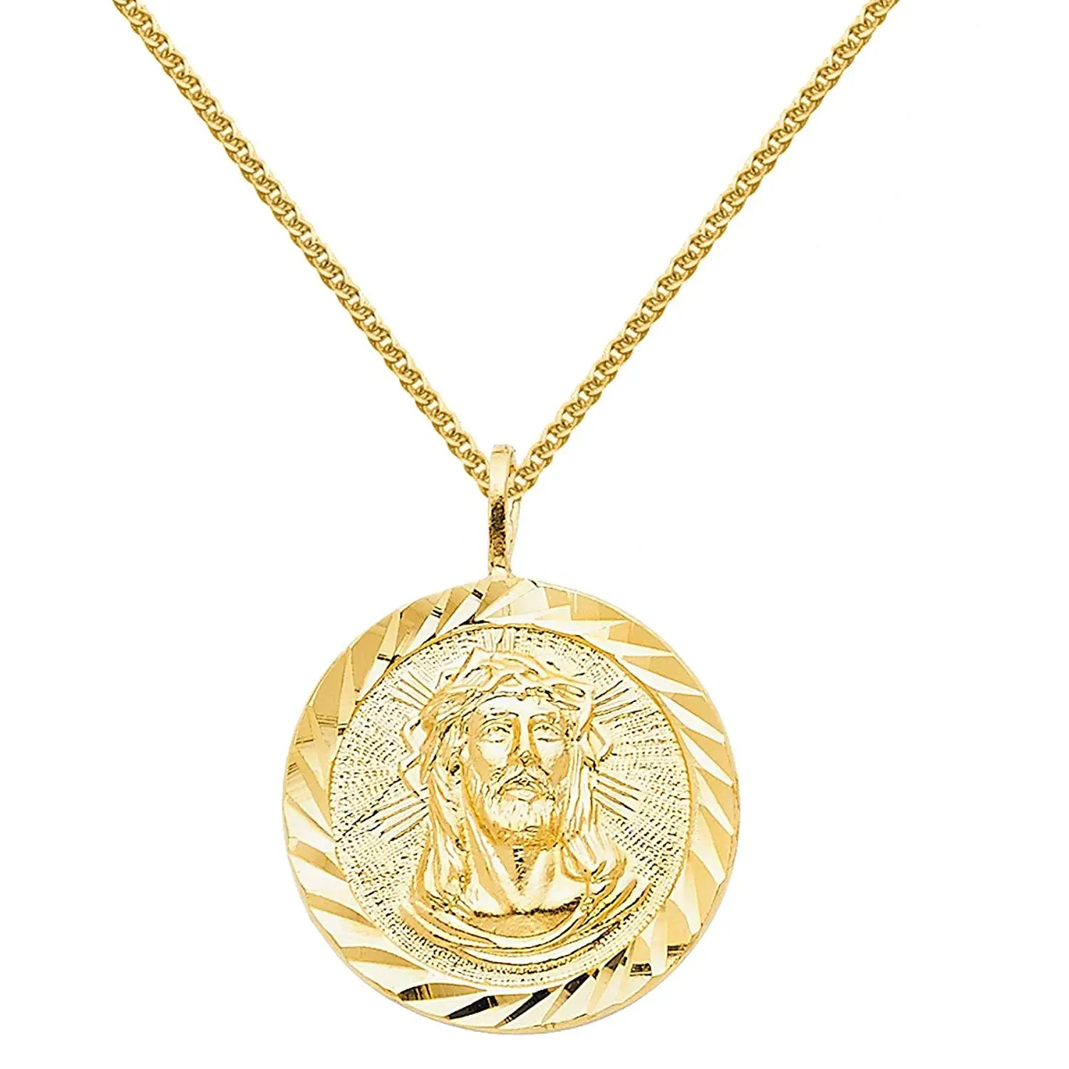 Gold Filled Lite Curb Chain 1 1//8 x 5//8 14kt Gold Filled Cross Pendant with 3mm Crystal bead