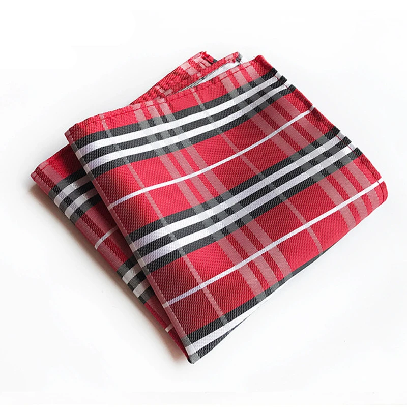 High quality 100% Silk Mens 25CM Pocket Square Printing Plain Color Handkerchief