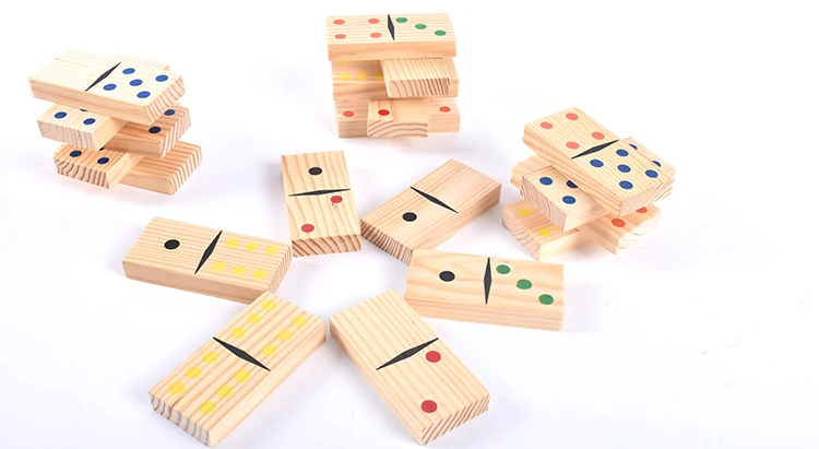 Set of 28 Toy Traditional Childrens Domino Tumbling Vintage 