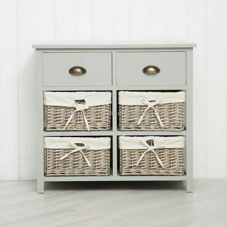 Wood Hallway Cabinet Furniture Grey Wicker Sideboard Storage Unit