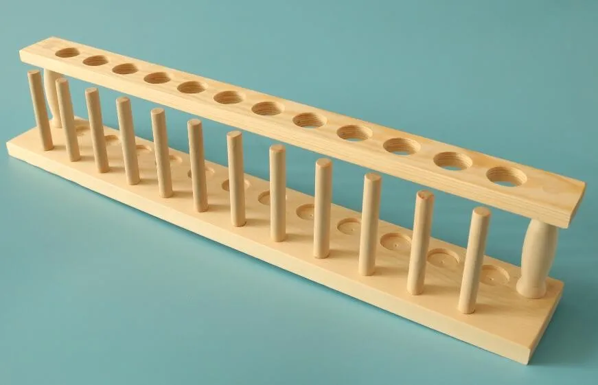 Lab Instruments Laboratory Wooden Test Tube Rack With 12 Holes And 12 ...