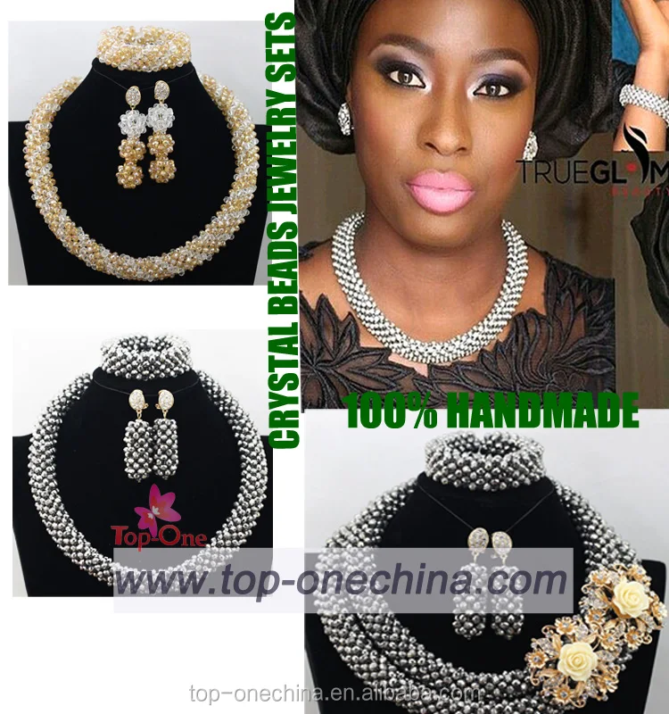 2015 mode collier de mariage Nigerian perles africaines ensemble de bijoux bijoux fantaisie définit 18 K