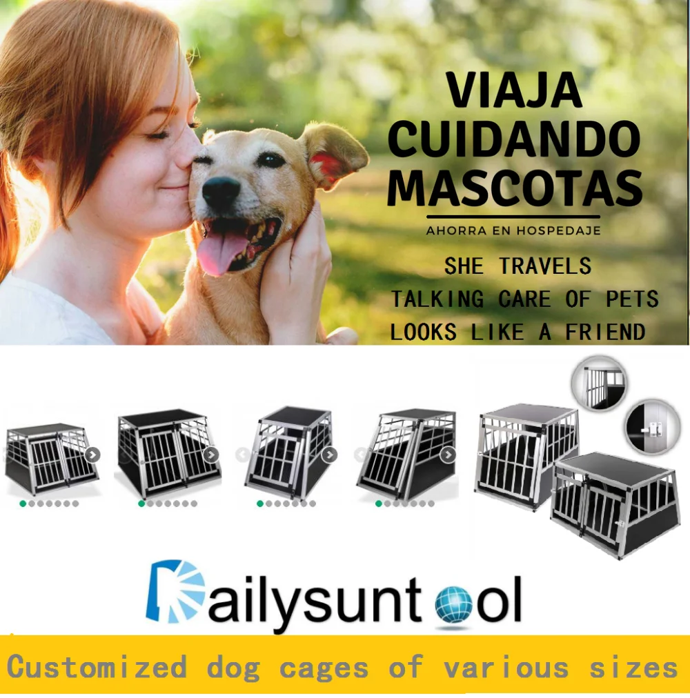 Large Travelling Car Dog Cage Aluminium Dog Crate Aluminum Pet Car Cage