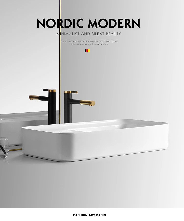 High Grade new model wash basin rectangle  ceramic art basin for European