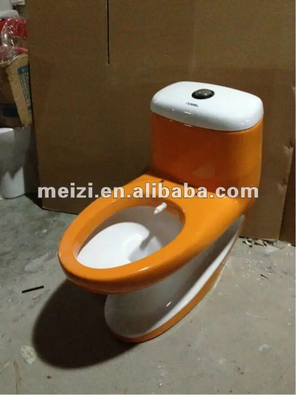 Double color one piece toilet with built-in bidet
