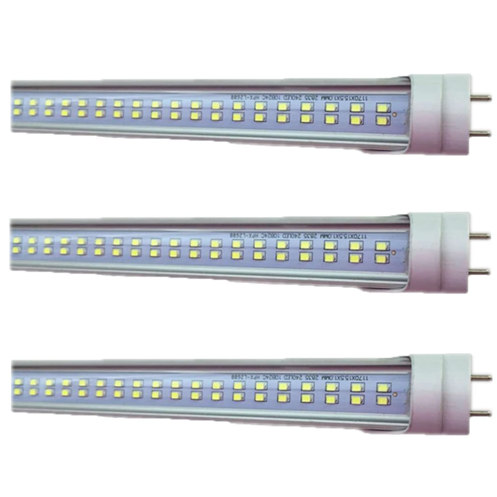 Energy saving fluorescent T8 tube 4ft 8ft double row led tube ul led shop light fixture with clear stripy frosted cover