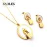 Stainless Steel 18k Gold Plated White Shell Love Locket Jewelry Set