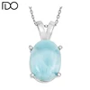 Superior quality classic larimar pendant prong setting jewelry in silver 925 larimar pendants