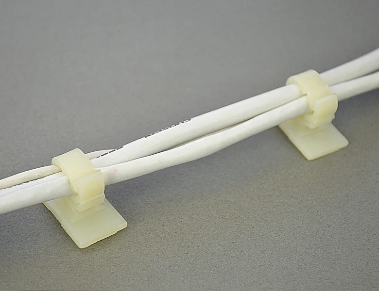 Plastic Clips White Adhesive Backed Nylon Wire Adjustable Cable Clips