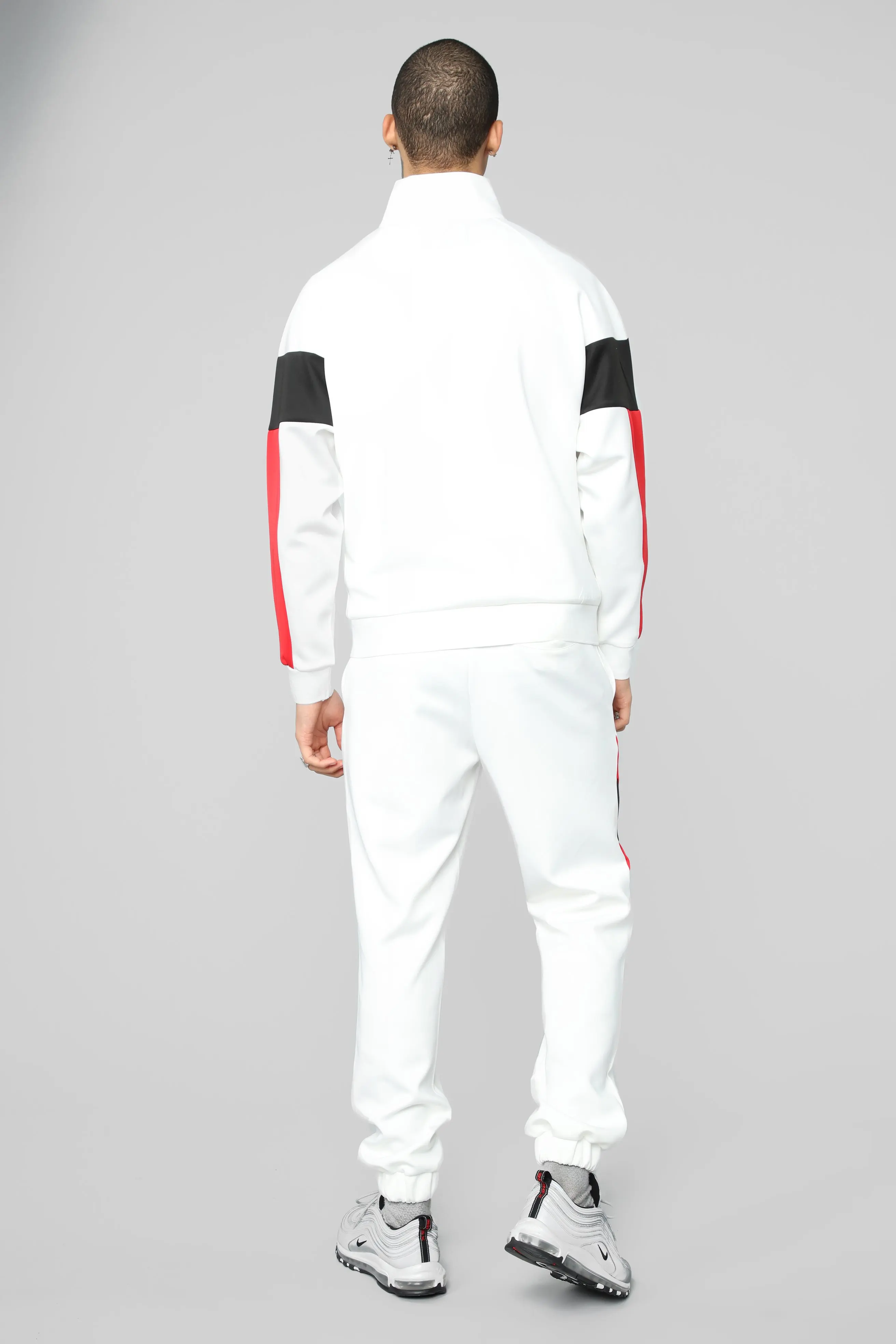 White Wavy Zipper Track Jacket Men Gym Wear Track Suits Set Sporting 2 ...