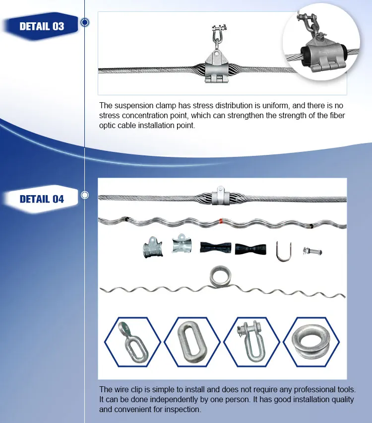 Adss Cable Fittings Suspension Set Overhead Optic Fiber Cable Clamp