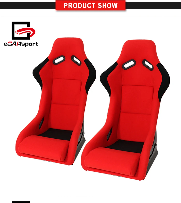 One Pair Universal Full Bucket Automotive Car Spg Profi Style Red Cloth