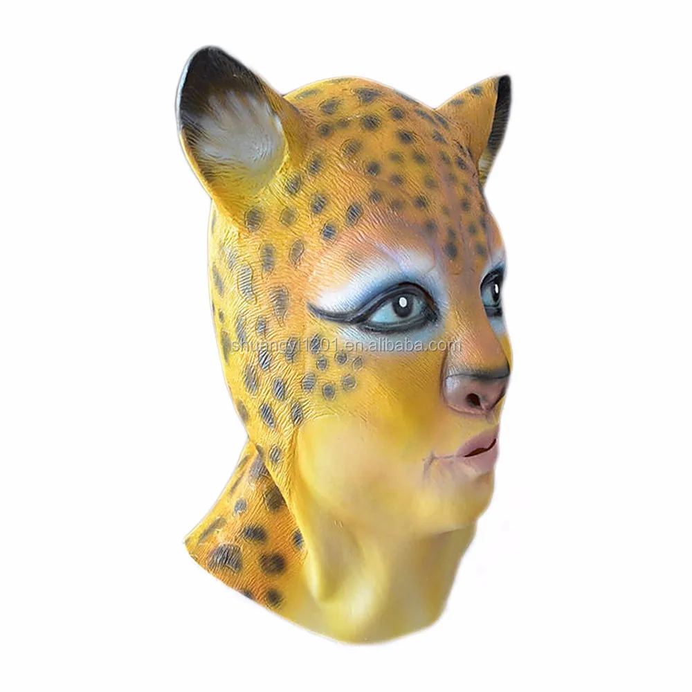 Cute Animal Leopard Latex Mask Halloween Costume Mask Fancy Dress Props