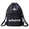 Accept Custom Print Gym Sport Polyester Foldable Drawstring Bag With Front Zipper Pocket String Backpack For Men Women