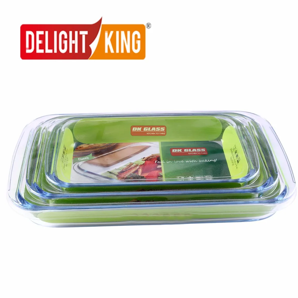 High Borosilicate Glass Baking Tray Set Of 2pcs With Rectangle And Oval