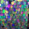 Iridescent Wholesale Multi Color 40mm Holographic Unique Large Sequin Fabric