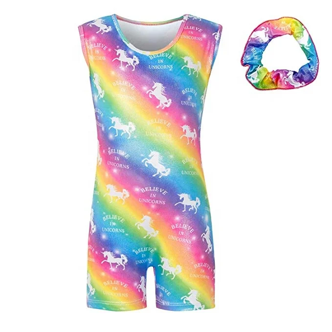 Gymnastics Leotards For Girls Kids Sparkle Rainbow Unicorn - Buy Shiny ...