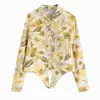 Cross-border women's clothing source European and American wind 2019 spring new women's casual printed shirt
