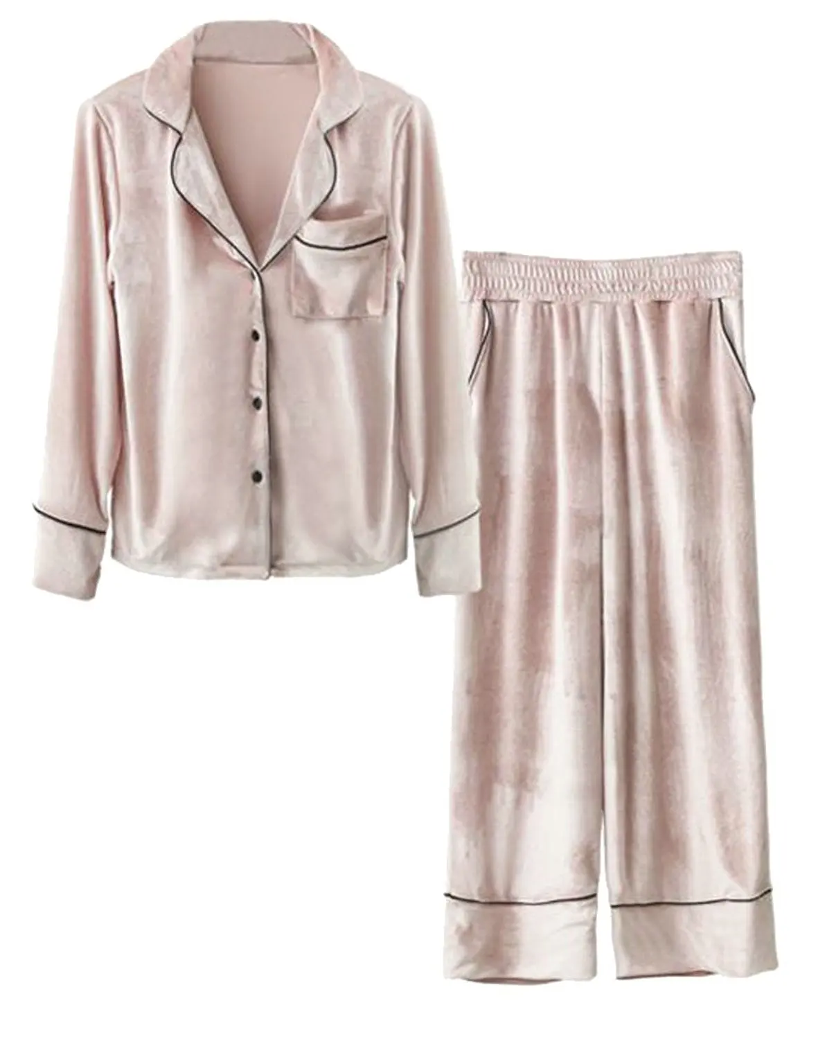UNINUKOO Unko Mens Comfy Cotton Homewear Two-Piece Jacket and Pants Pajamas Set