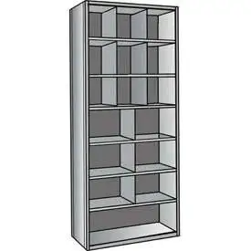 Hallowell 5533-24HG Hi-Tech Metal Bin Shelving, 36" Width x 24" Depth x 87" Height, Starter Unit (9) 12" Width x 12" Height,, (6) 18" Width x 12" Height,, (1) 36" Width x 12" Height Bins, 725 Gray