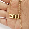 925 Sterling Silver 2001 Birth Year Necklace Old English Number Birthdate Necklaces