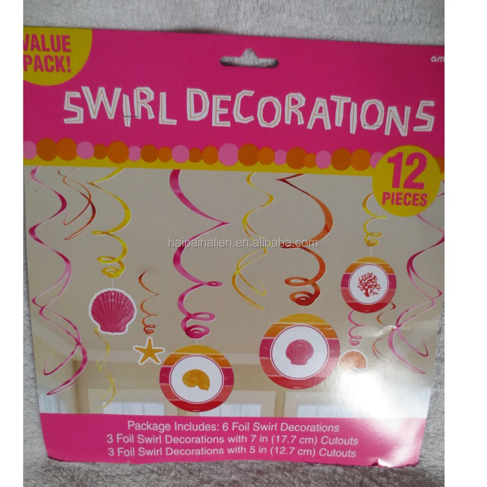 HOT PINK AND GOLD 50th BIRTHDAY HANGING SWIRL DECORATIONS ~ Party Supplies 12