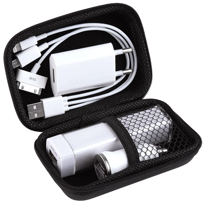 2018 Promotional Gift Power Bank Travel Set With Power Bank Car Charger And Wall Charger