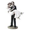 Groom Carrying Bride Skeleton Face Wedding Couple Statue Figurine