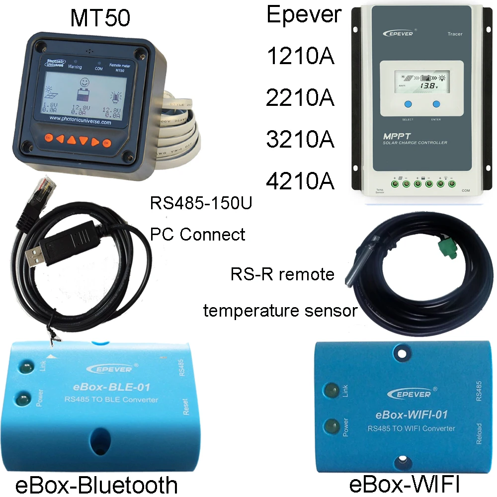 10A/20A/30A/40A EPEVER MPPT Solar Charge Controller Regulator 12/24V MT50/WIFI 