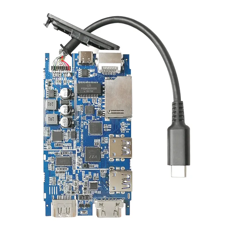 Type C Usb Hub Pcb Board With Usb 302 And Sd Card Reader And Vga Rj45 Pd Charging Port Hd Mi 9110