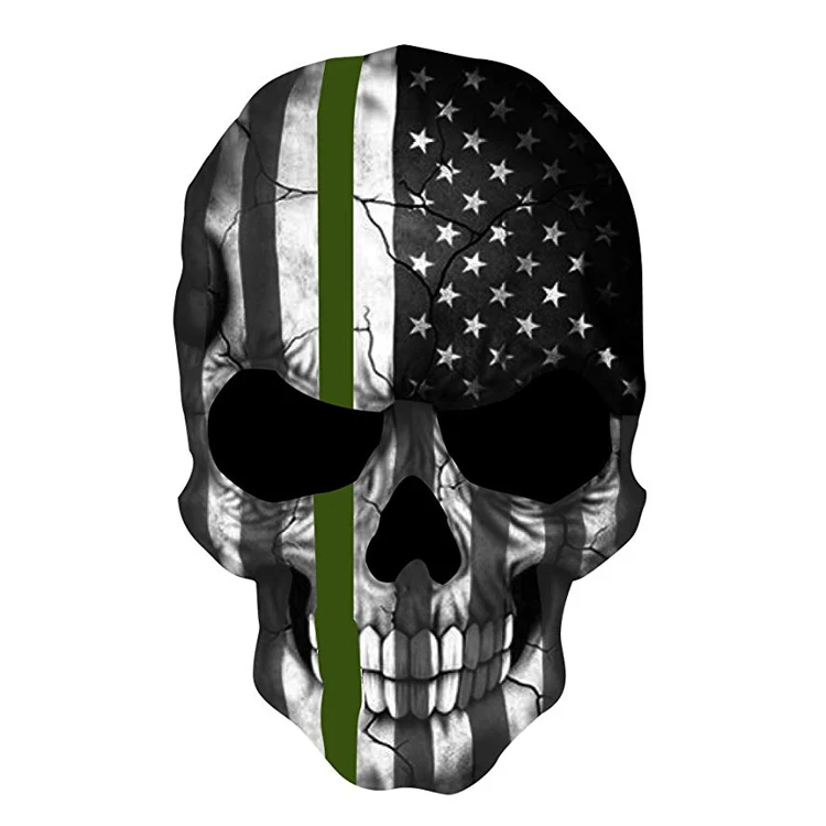 Punisher Skull 5.5 x 4 Inch Tattered Subdued Us Flag Reflective Decal