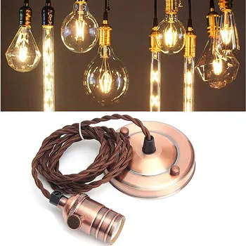 Brass Pendant Light Cord vintage hanging pendant light modern retro industrial style e26 e27 base brass lamp holder fabric lamp